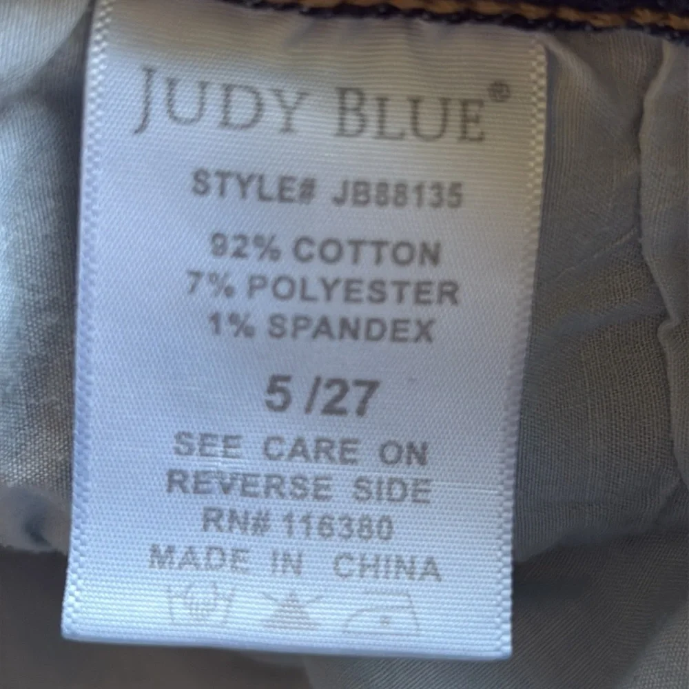 JUDY BLUE Mid-Rise Vintage Cut Off Relaxed Fit Distressed Jeans #88135 size 5/27